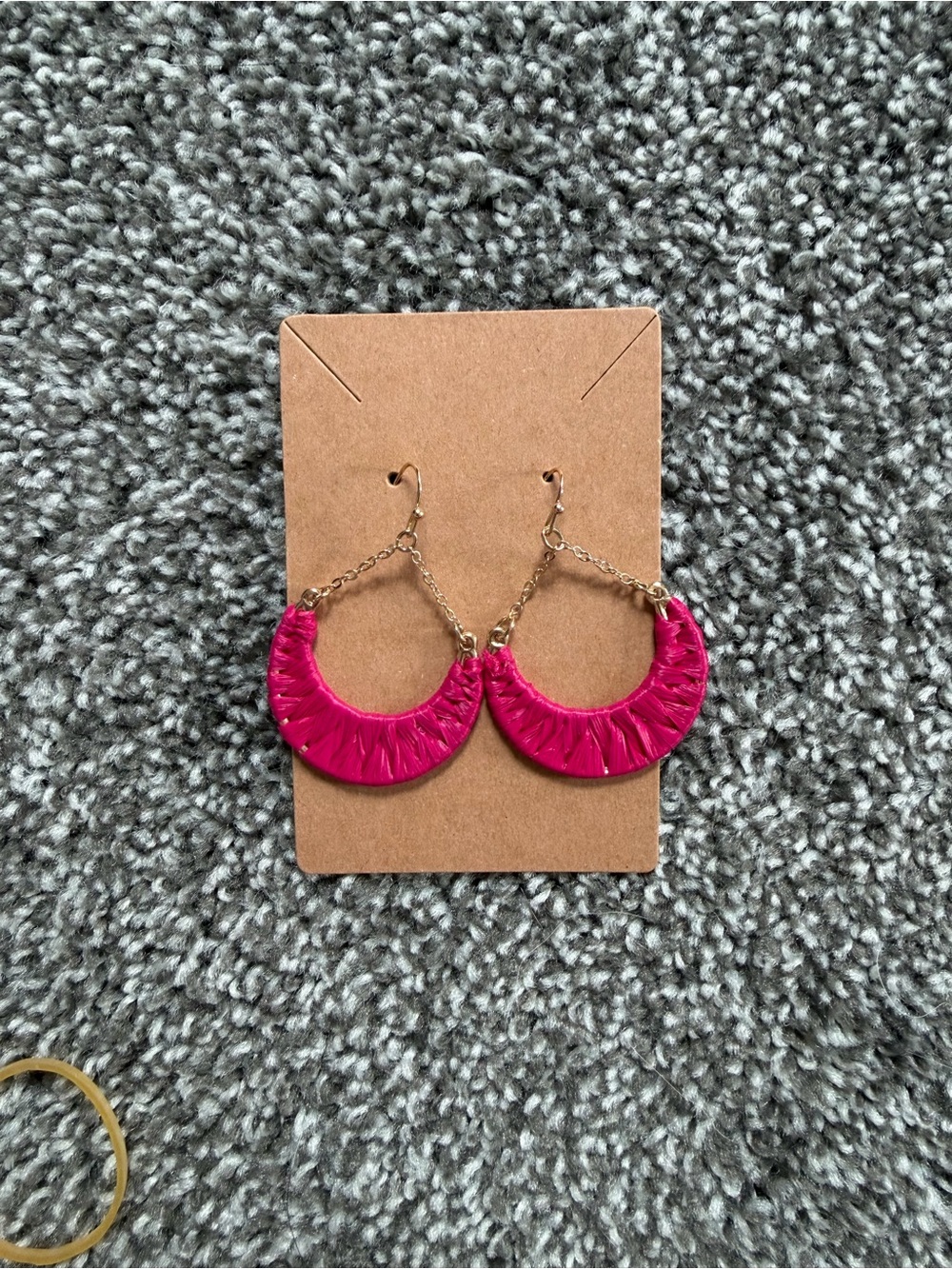 Gold Chain Pink Crescent Drop Earrings